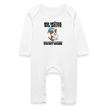 Müde Spruch Verschlafen Schlafen Ausschlafen Faul - Baby Bio Strampler - Weiß - Vorne
