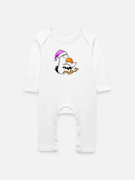 Möwe Müde Ausschlafen Schlafen Mädchen - Baby Bio Strampler - Weiß