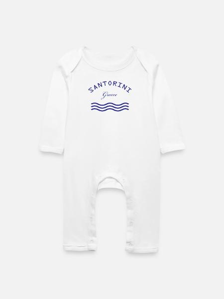 Santorini Griechenland Wellen - Baby Bio Strampler - Weiß