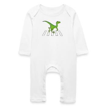 Fußgänger-Dinosaurier - Baby Bio Strampler - Weiß - Vorne