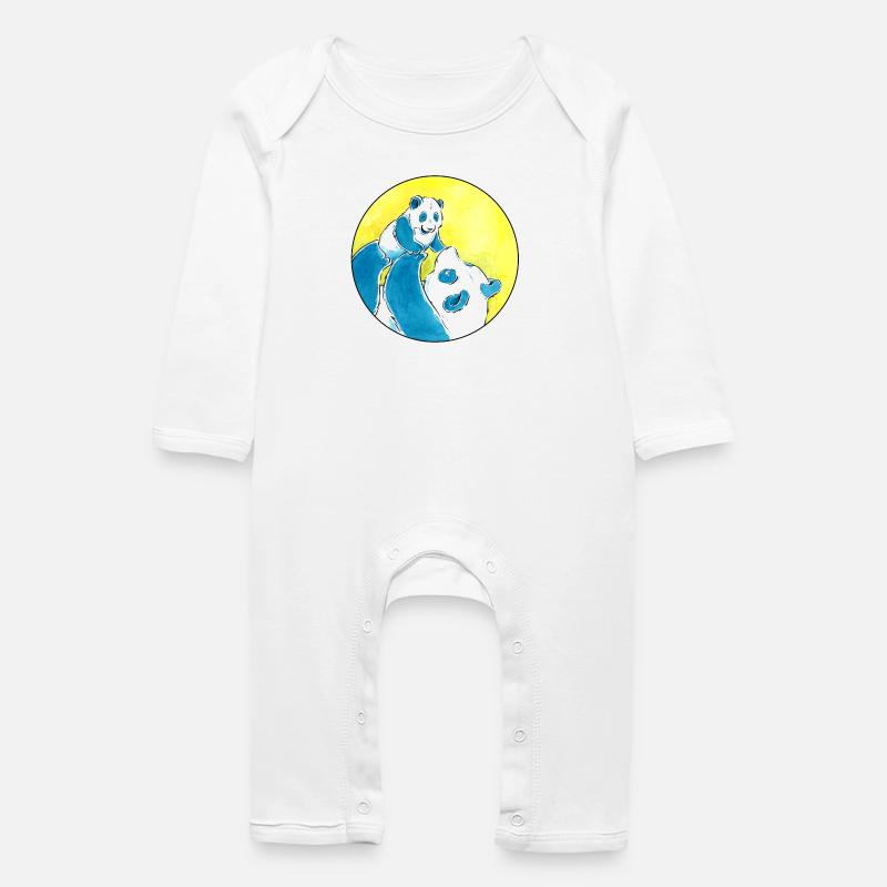 Panda Bär Liebe - Baby Bio Strampler - Weiß