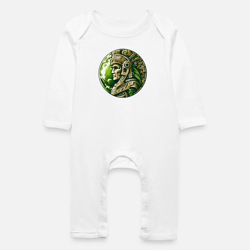Antiker Aztekischer Krieger Gold Erde - Baby Bio Strampler - Weiß