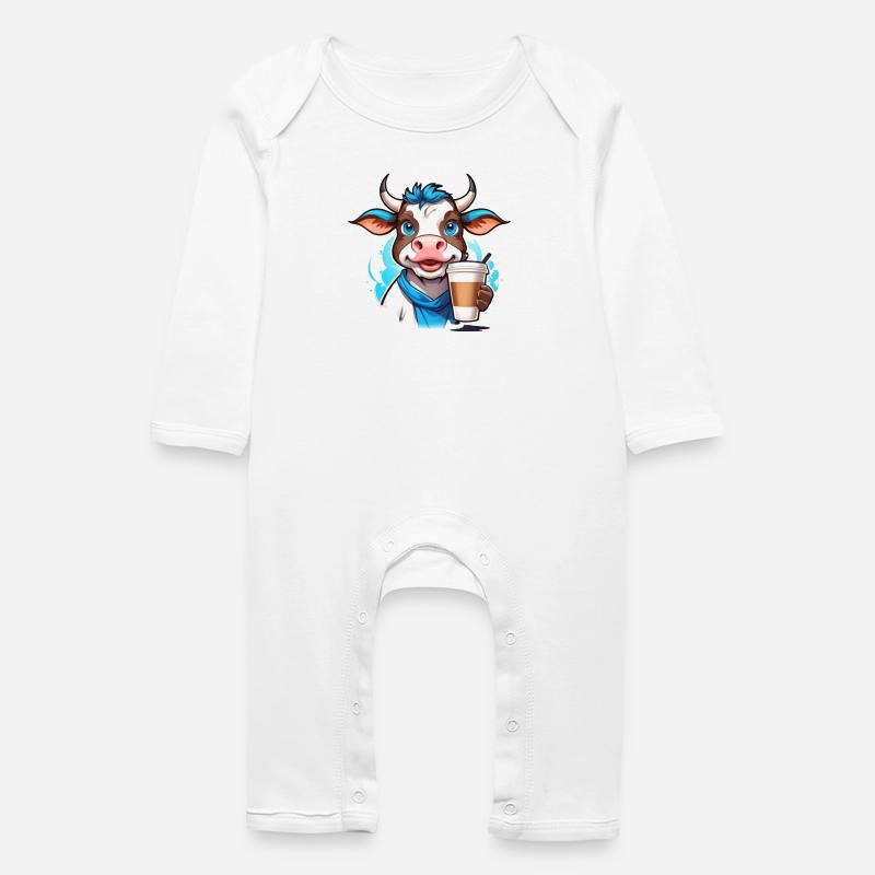 Coffee Cow - Baby Bio Strampler - Weiß