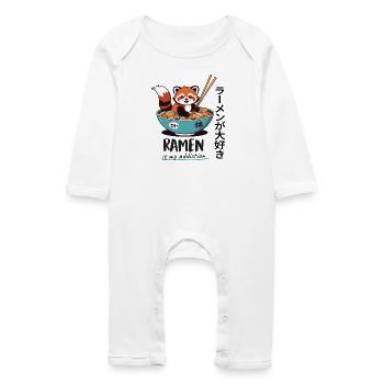 Mignon panda roux dans un bol de ramen - Grenouillère bio Bébé - blanc - Devant