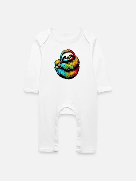 Faultier - Baby Bio Strampler - Weiß