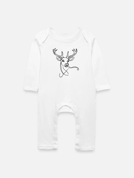 Hirsch schwarz - Baby Bio Strampler - Weiß