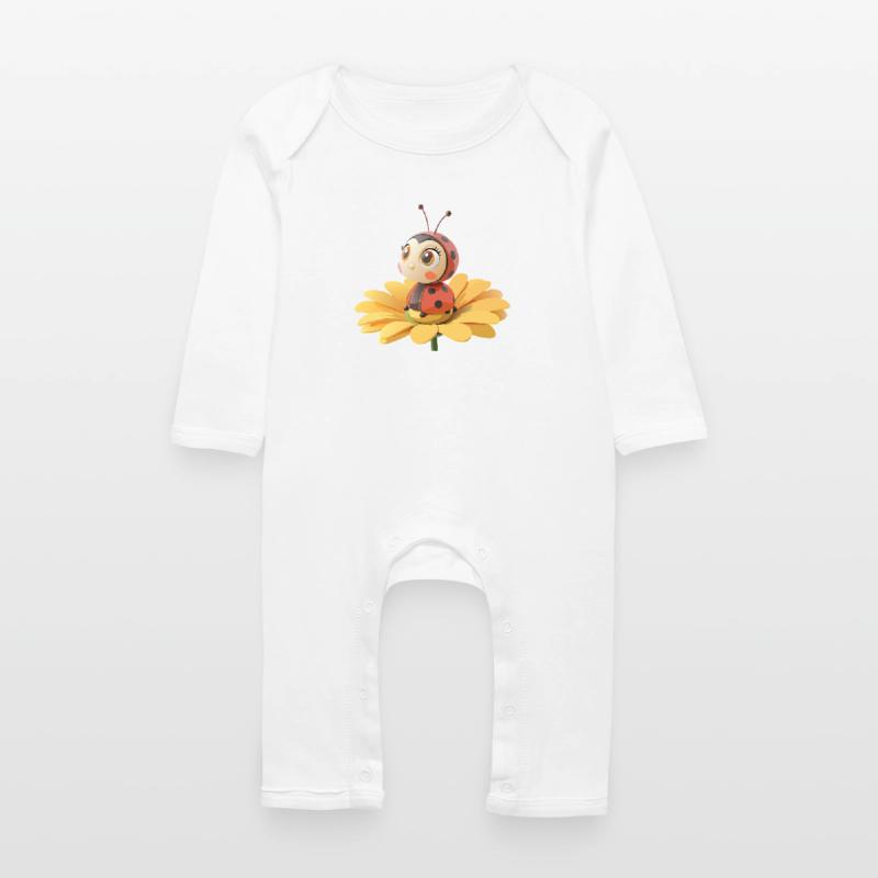 Süßer Marienkäfer auf einer Blume Baby Bio Strampler