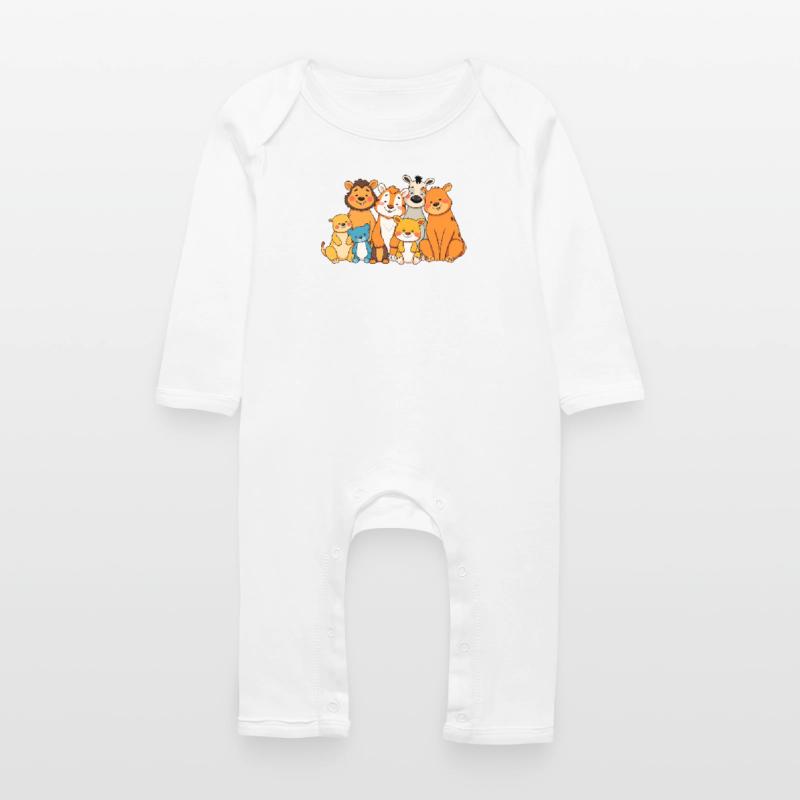 Verspielte Tierfamilie Comic Design Baby Bio Strampler