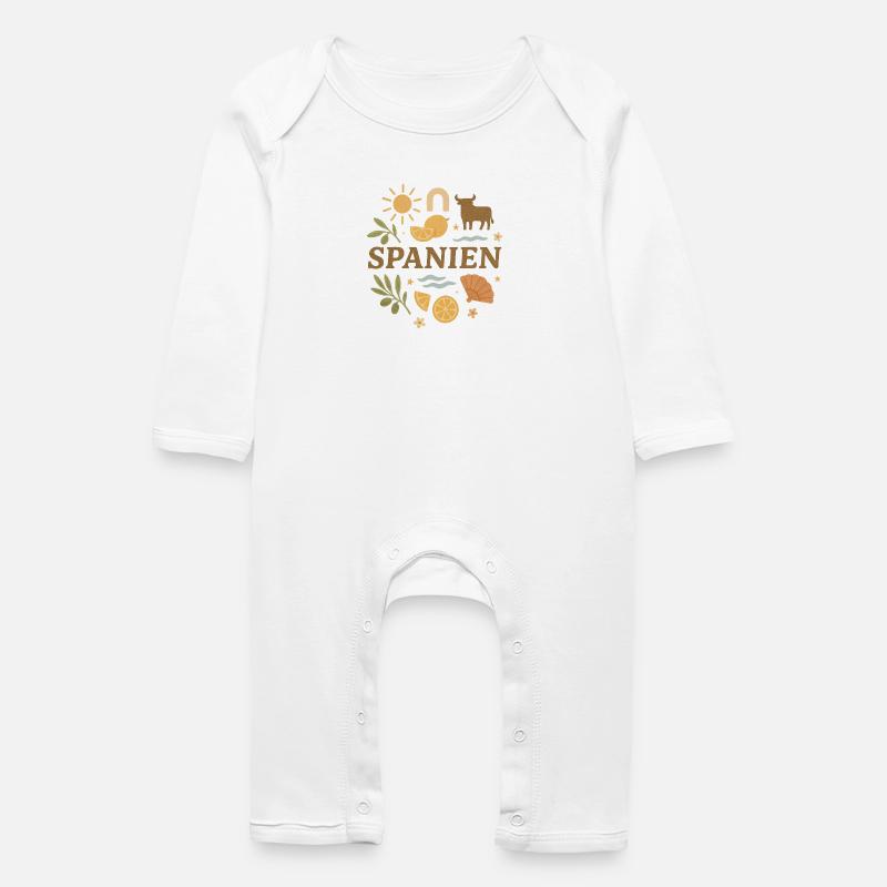 Spanien Boho – Kinderkleidung & Geschenkidee - Baby Bio Strampler - Weiß