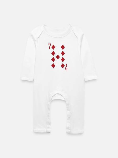 9 Karo Karten Doppelkopf Romme - Baby Bio Strampler - Weiß