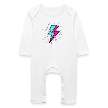 Retro Lightning Bolt Colorful Style - Baby Organic Romper - white - Front