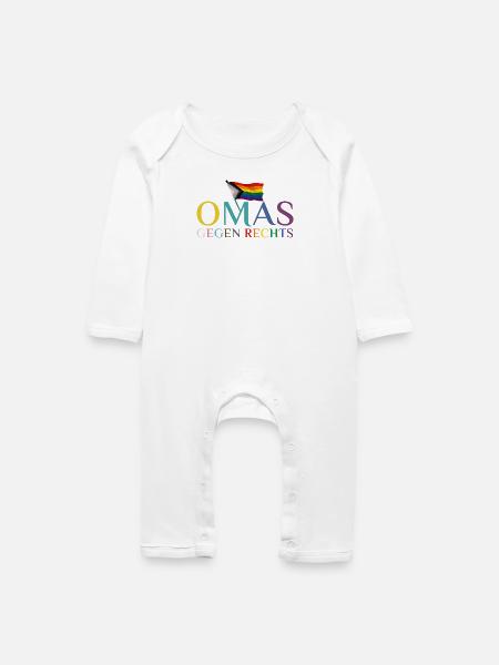 Omas gegen Rechts Regenbogen Flagge - Baby Bio Strampler - Weiß