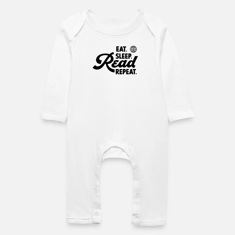 Eat Sleep Read Repeat - Baby Organic Romper - white