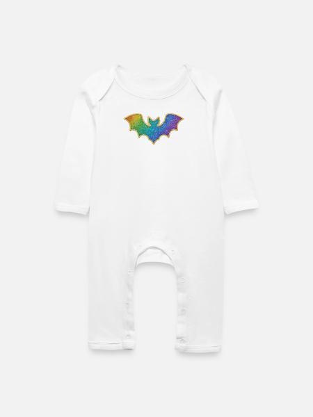 Regenbogen Fledermaus Glitter - Baby Bio Strampler - Weiß