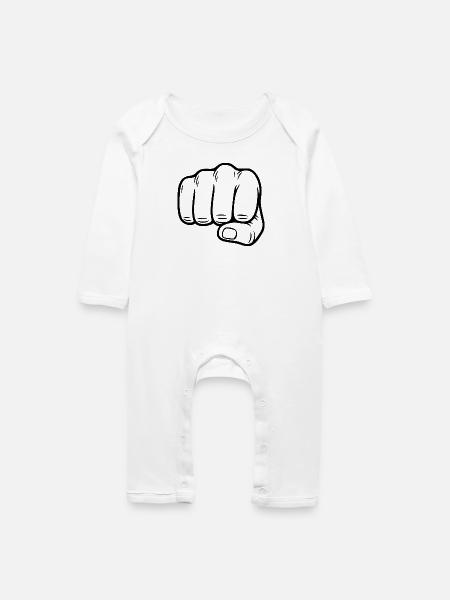 Faust Handzeichen – Fist Symbol - Baby Bio Strampler - Weiß