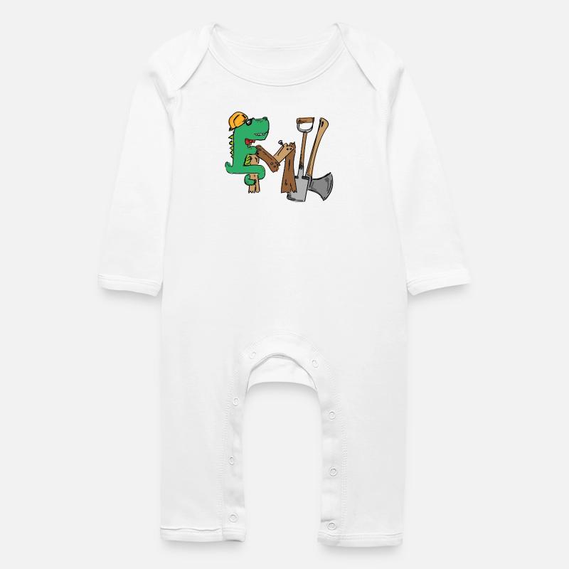 Emil Construction site croki with tools - Baby Organic Romper - white