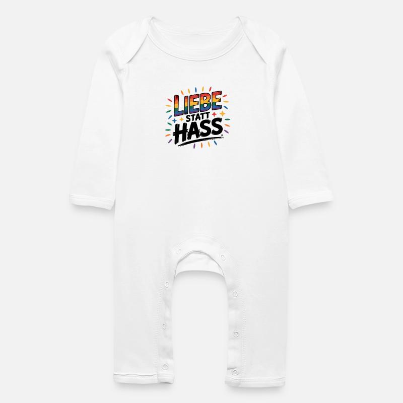 Love Instead Than Hate - Logo Cool Pride - Grenouillère bio Bébé - blanc
