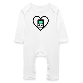 Retro Heart – Retro Handheld Console - Baby Organic Romper - white - Front