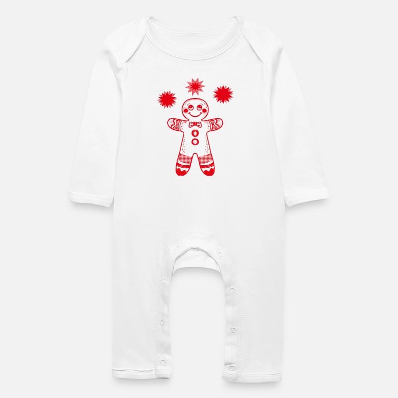Lebkuchenmann mit Sternen - Baby Bio Strampler - Weiß