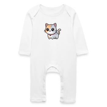 Calico-Kätzchenhalsband-Anhänger - Baby Bio Strampler - Weiß - Vorne