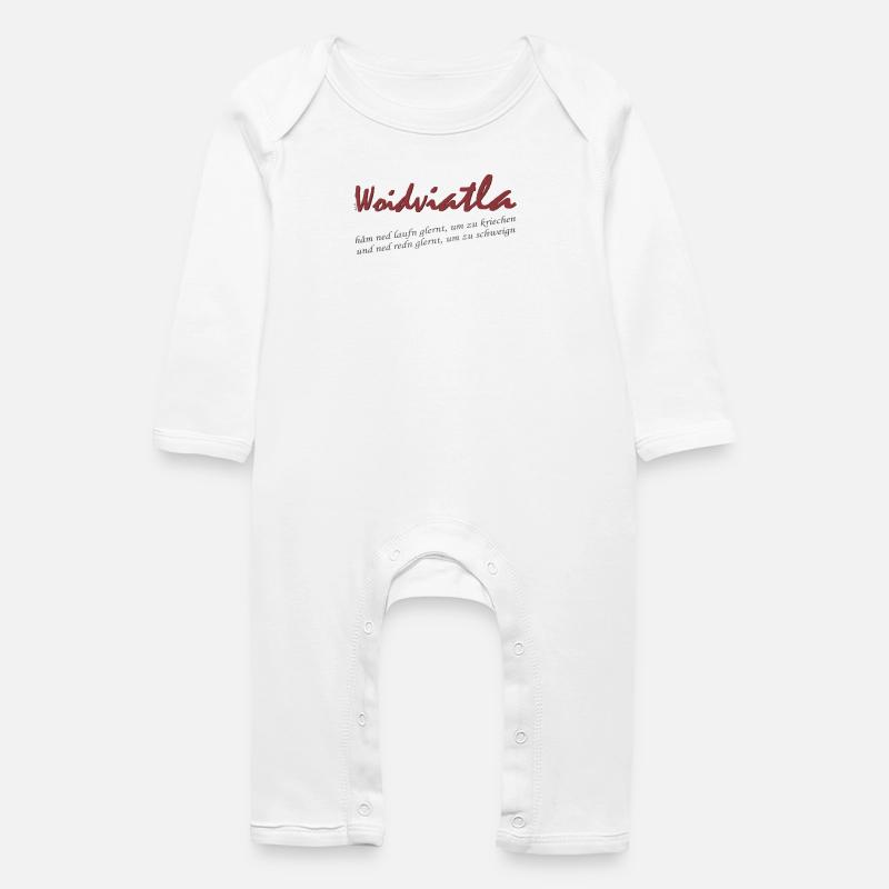 Woidviatla Script Logo - Baby Bio Strampler - Weiß