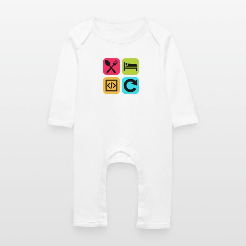 Manger Dormir Code Répéter Citation drôle Dev Grenouillère bio Bébé