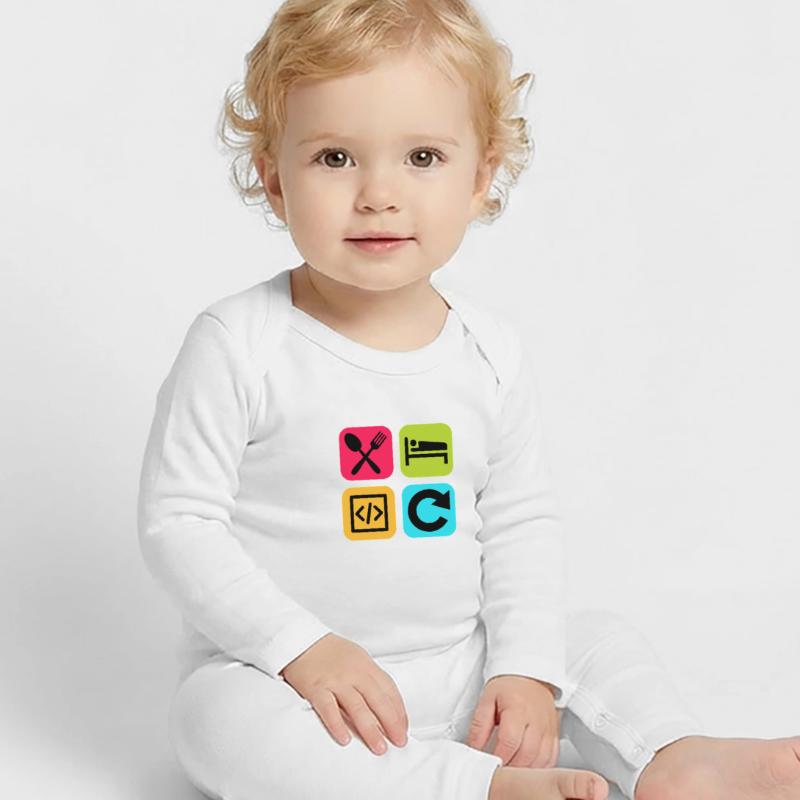 Manger Dormir Code Répéter Citation drôle Dev Grenouillère bio Bébé