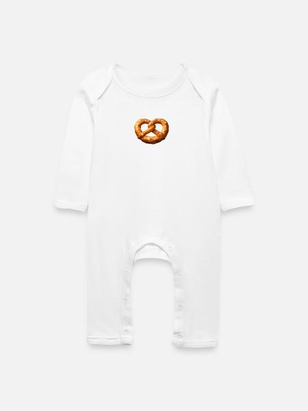 Low Poly Orange Polygonale Brezel - Baby Bio Strampler - Weiß