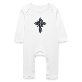 Croix chrétienne - Grenouillère bio Bébé - blanc - Devant