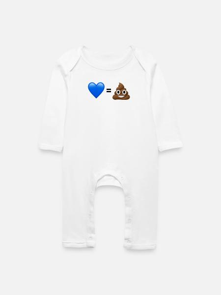 AfD ist Kacke - 💙 = 💩 (Bright Design) - Baby Bio Strampler - Weiß