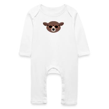 Taupe avec des lunettes de soleil orange - Grenouillère bio Bébé - blanc - Devant