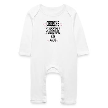Cherche Passion en CDI - Grenouillère bio Bébé - blanc - Devant