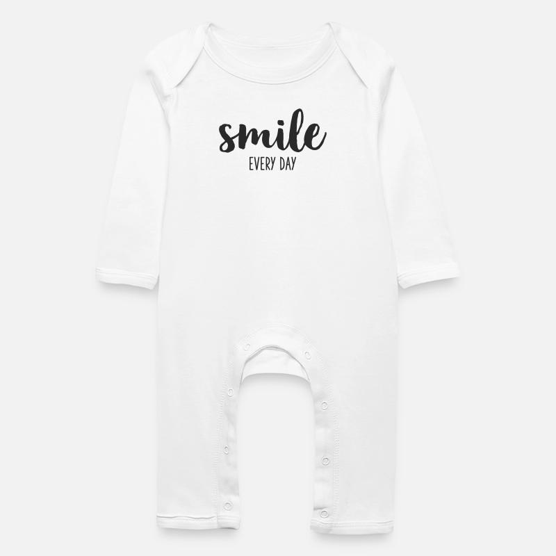 smile every day - Baby Organic Romper - white