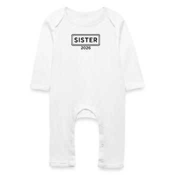 SISTER 2026 Große Schwester Ankündigung - Baby Bio Strampler - Weiß - Vorne