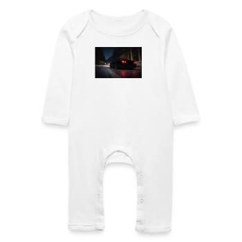 Voiture de sport nocturne sur la route - Grenouillère bio Bébé - blanc - Devant