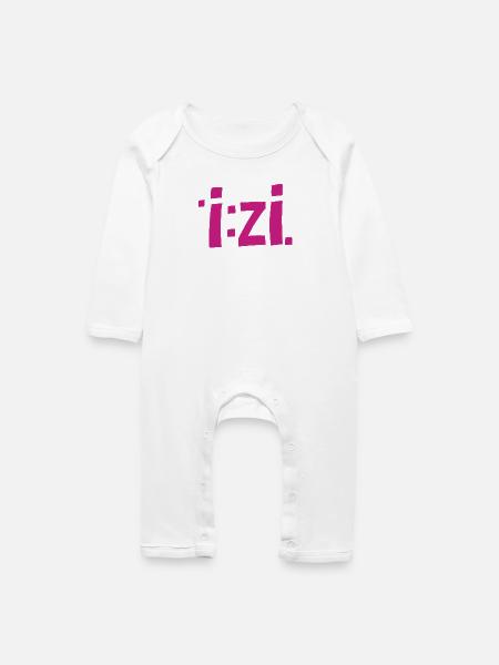 IzI Graffiti Schrift in Magenta - Baby Bio Strampler - Weiß