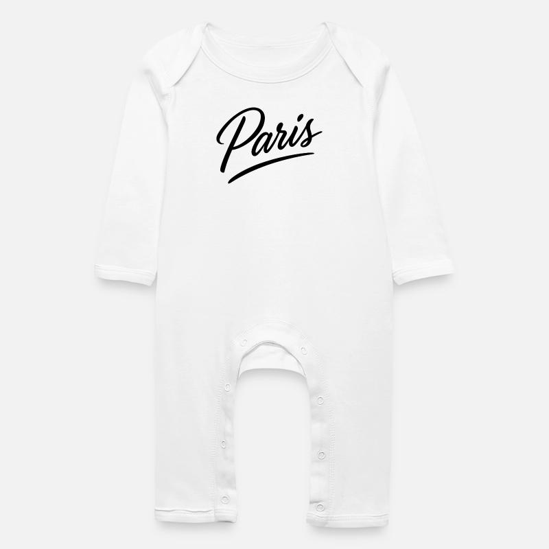 Lettrage en écriture de Paris - Grenouillère bio Bébé - blanc
