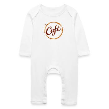 Coffee Kaffeetassenabdruck Illustration  - Baby Bio Strampler - Weiß - Vorne