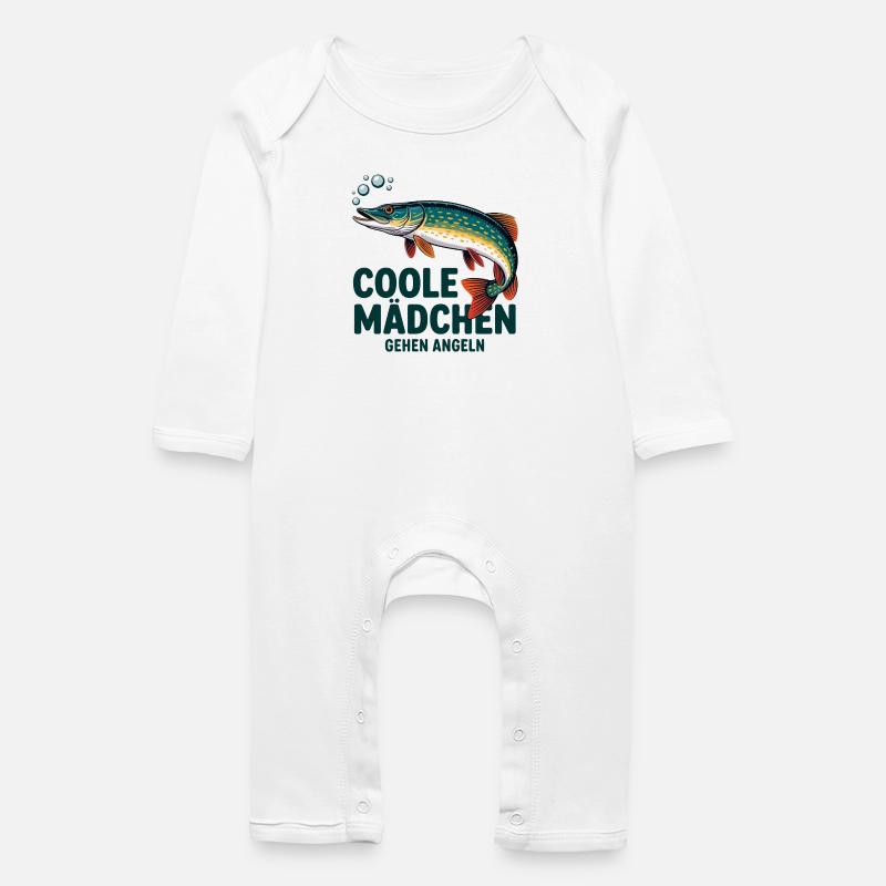 Coole Mädchen Angeln - Baby Bio Strampler - Weiß