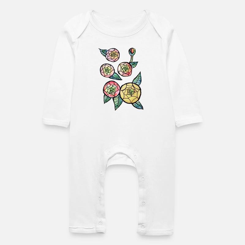 Buntglas-Bloom-Trio - Baby Bio Strampler - Weiß