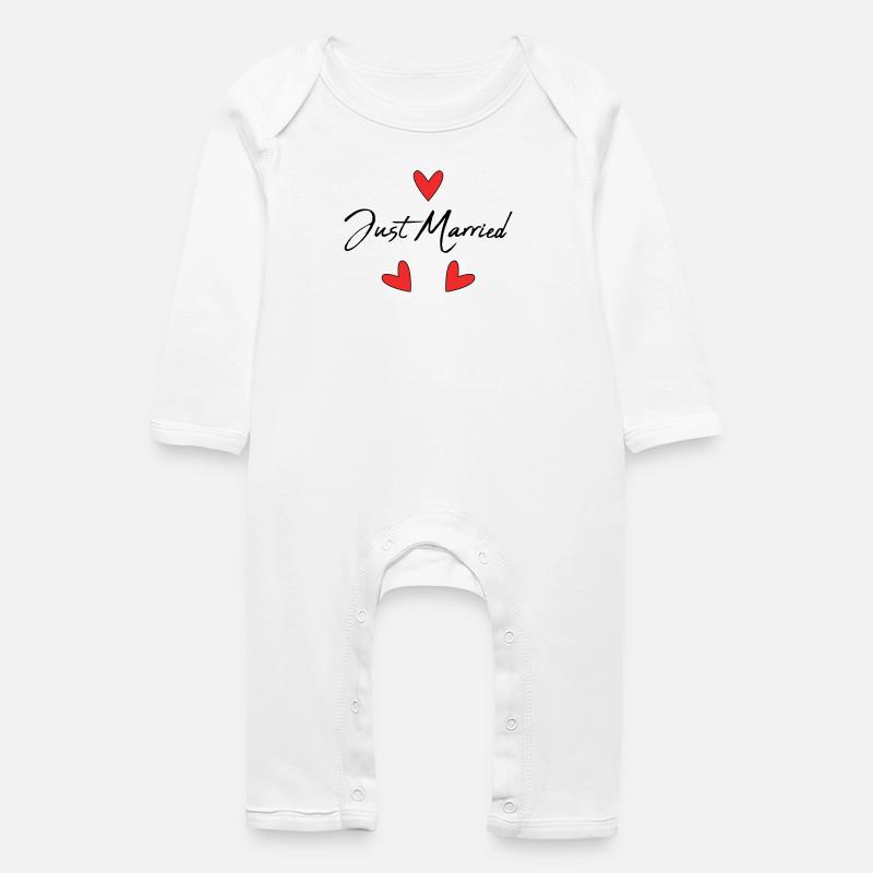 JUST MARRIED. EVJF. SAINT VALENTIN. COUPLE - Grenouillère bio Bébé - blanc