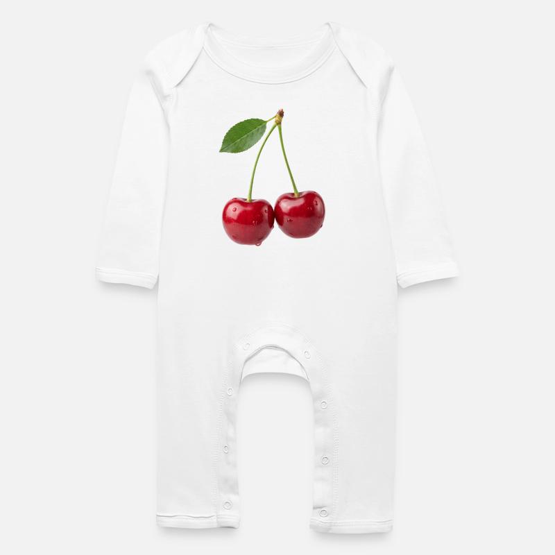 Kirsche Kirschen Cherry Shirt, sweat à capuche, short - Grenouillère bio Bébé - blanc