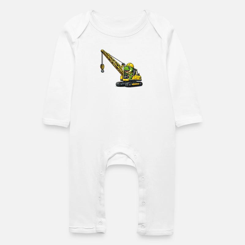 Opérateur de grue Dino mignon - Grenouillère bio Bébé - blanc