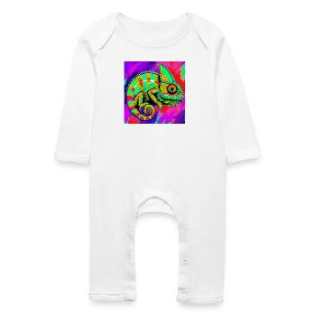 caméléon - Grenouillère bio Bébé - blanc - Devant