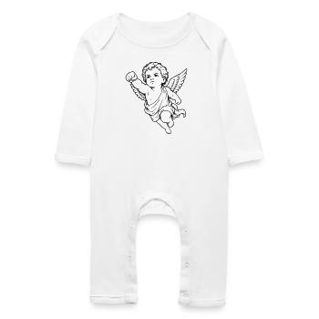 Motif du poing ange du chérubin volant - Grenouillère bio Bébé - blanc - Devant