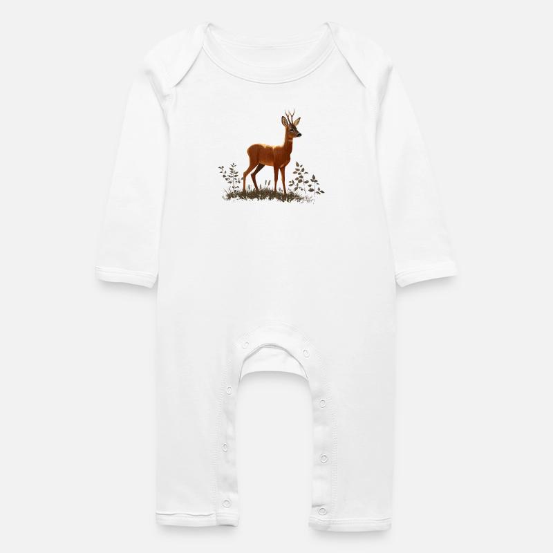 Chevreuil - Grenouillère bio Bébé - blanc