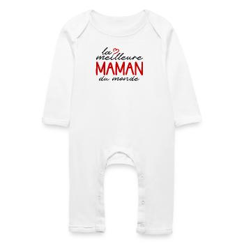 MAMAN Coeur Rouge Logo Lettré - Grenouillère bio Bébé - blanc - Devant