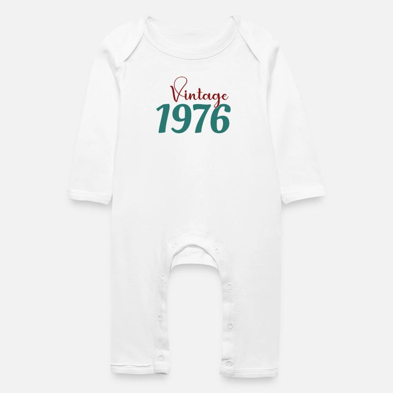 Tee 50 Ans Rétro 70s Né(e) 1976 - Grenouillère bio Bébé - blanc