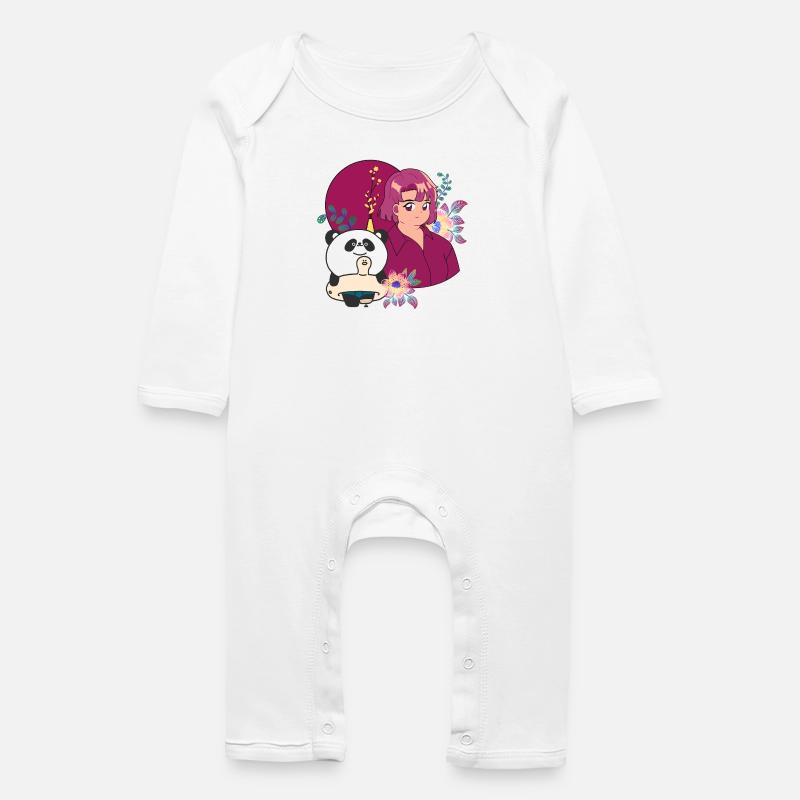 Kawaii Panda & Prothèse d’été - Grenouillère bio Bébé - blanc