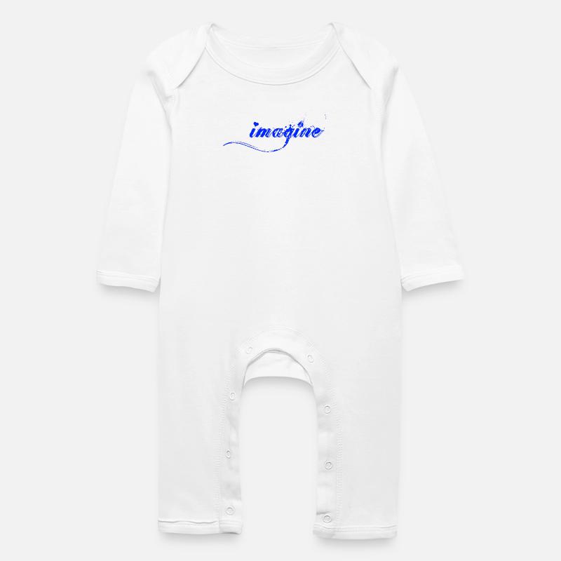 Imaginez des éclats bleus de lettres en couleur - Grenouillère bio Bébé - blanc